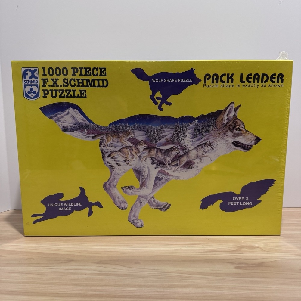 VTG F.X. Schmid 1000 Piece Puzzle PACK LEADER Wolf-Shaped Wildlife 43x25.5" NEW